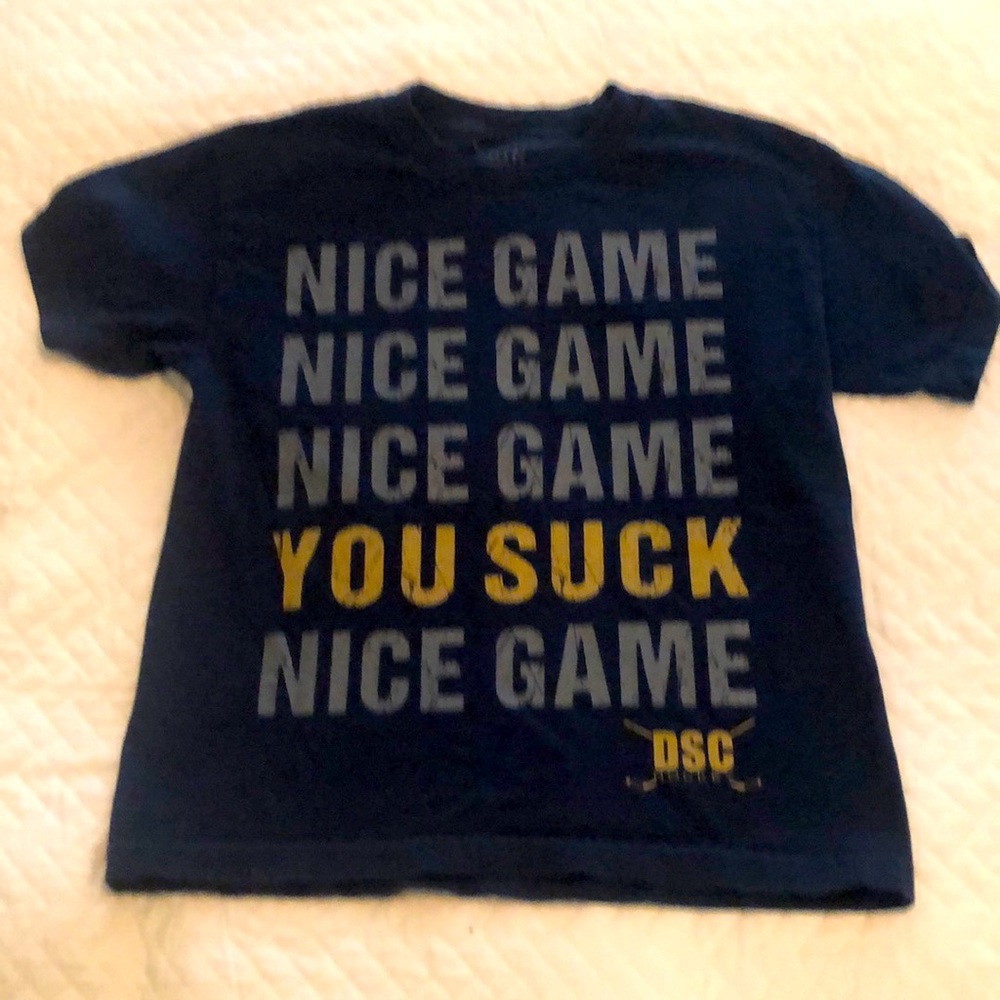 DSC Hockey tee, youth medium w/ slight defect on back